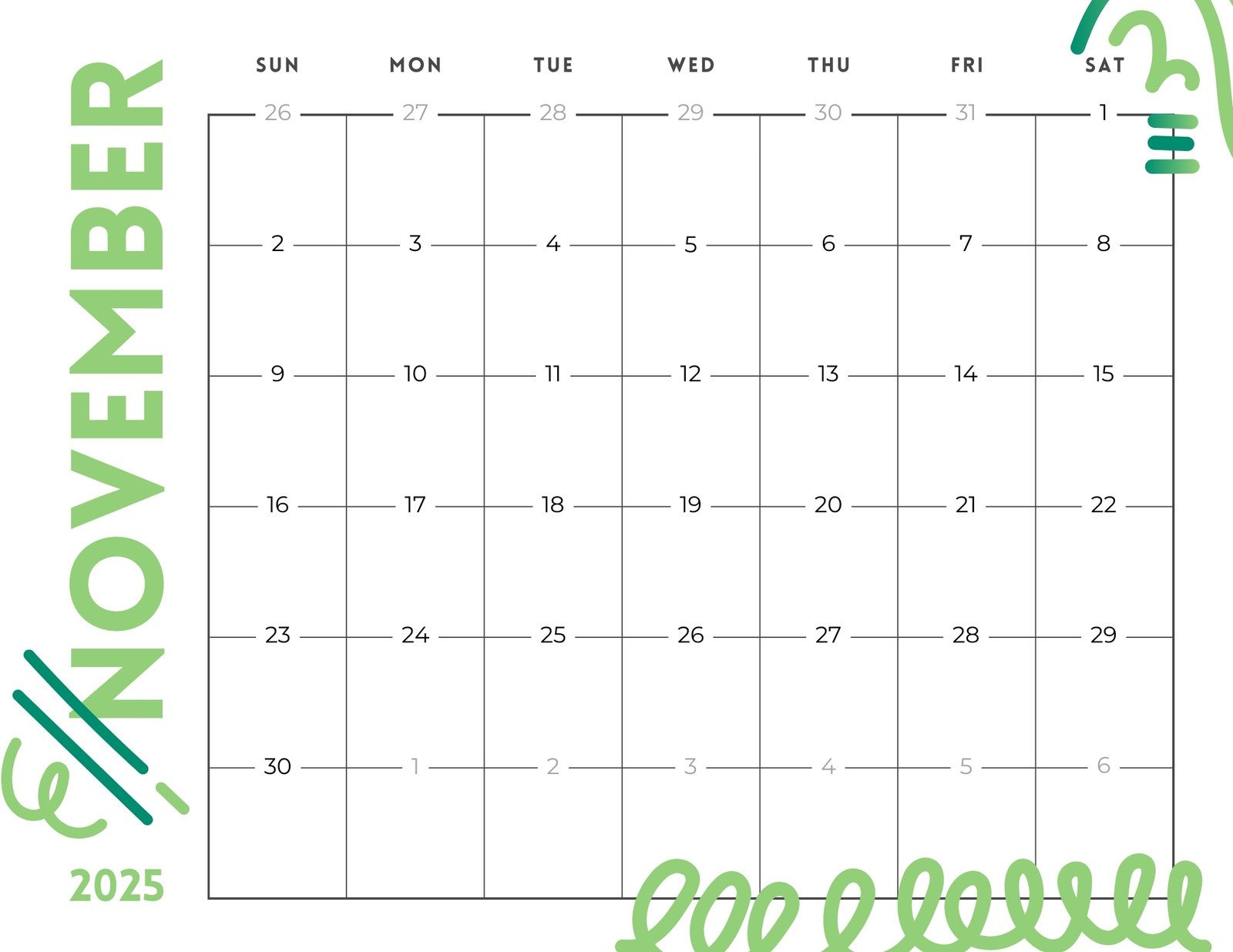 Free And Printable November 2025 Calendar Templates | Canva with November 2025 Calendar with Lines