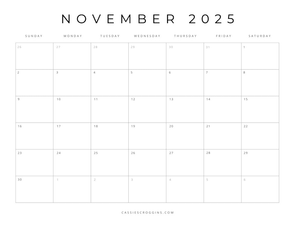 Free Printable 2025 Blank Calendar Templates (All 12 Months) intended for November 2025 Calendar Blank