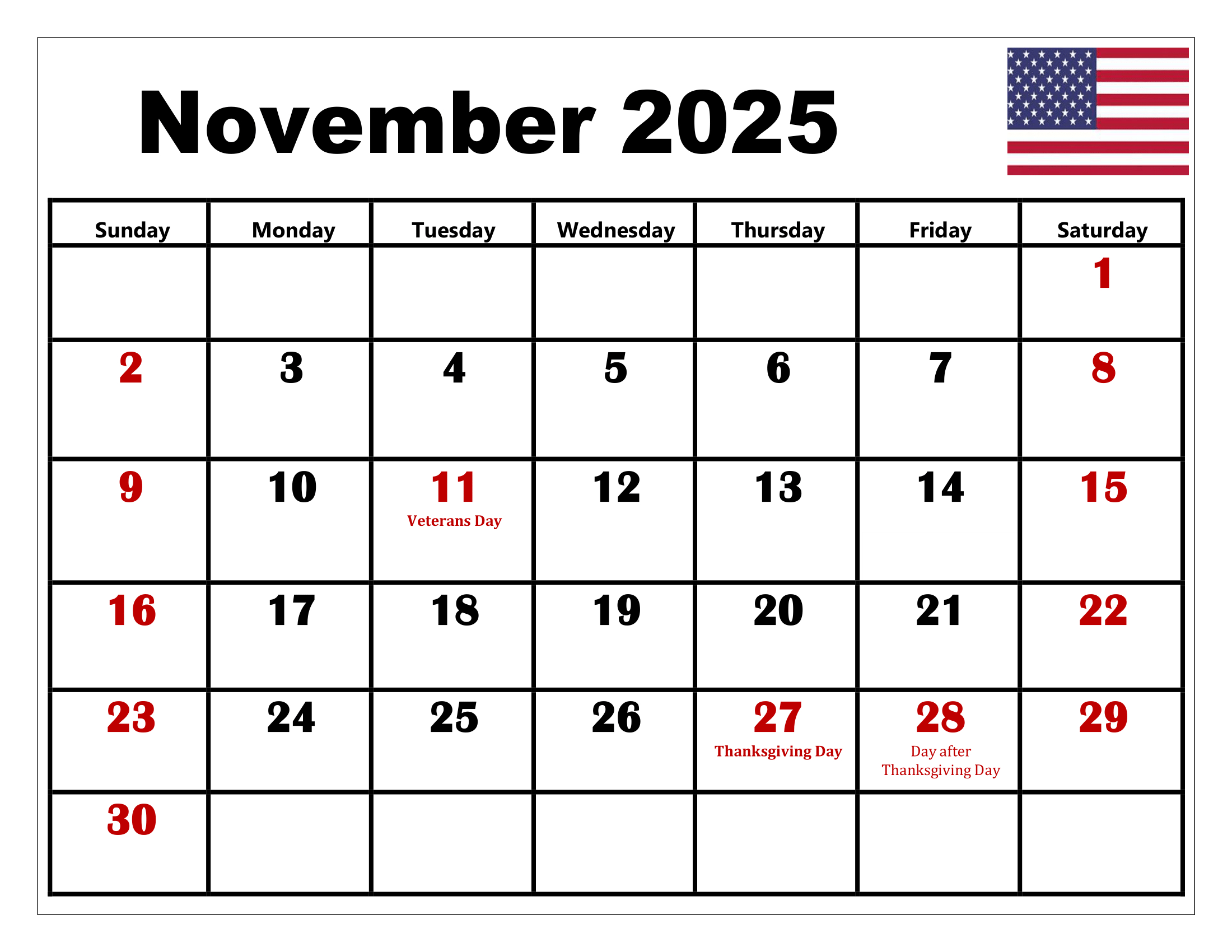 November 2025 Calendar Printable Pdf Template With Holidays with November 2025 Calendar with Holidays