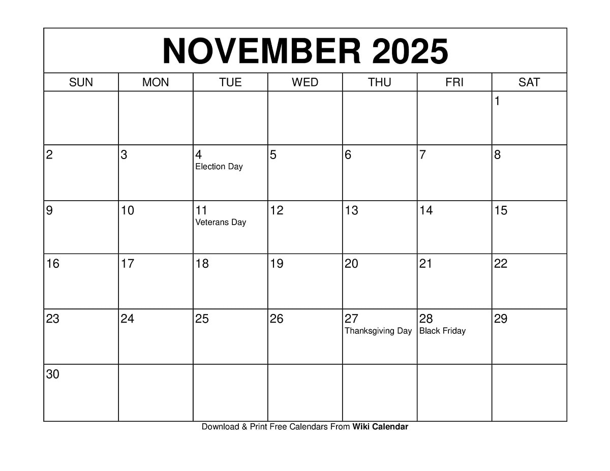 November 2025 Calendar - Printable Templates &amp;amp; More for Printable Calendar November 2025 with Holidays