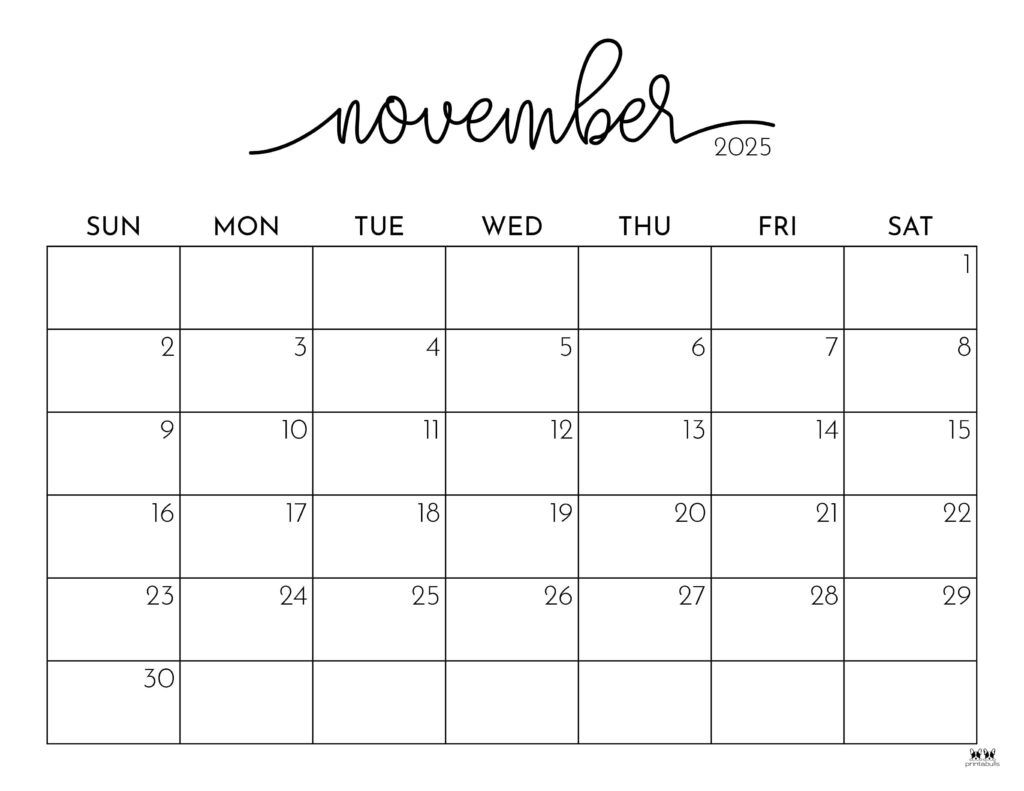 November 2025 Calendars - 107 Free Printables | Printabulls for Printable Calendar November 2025 Free Download